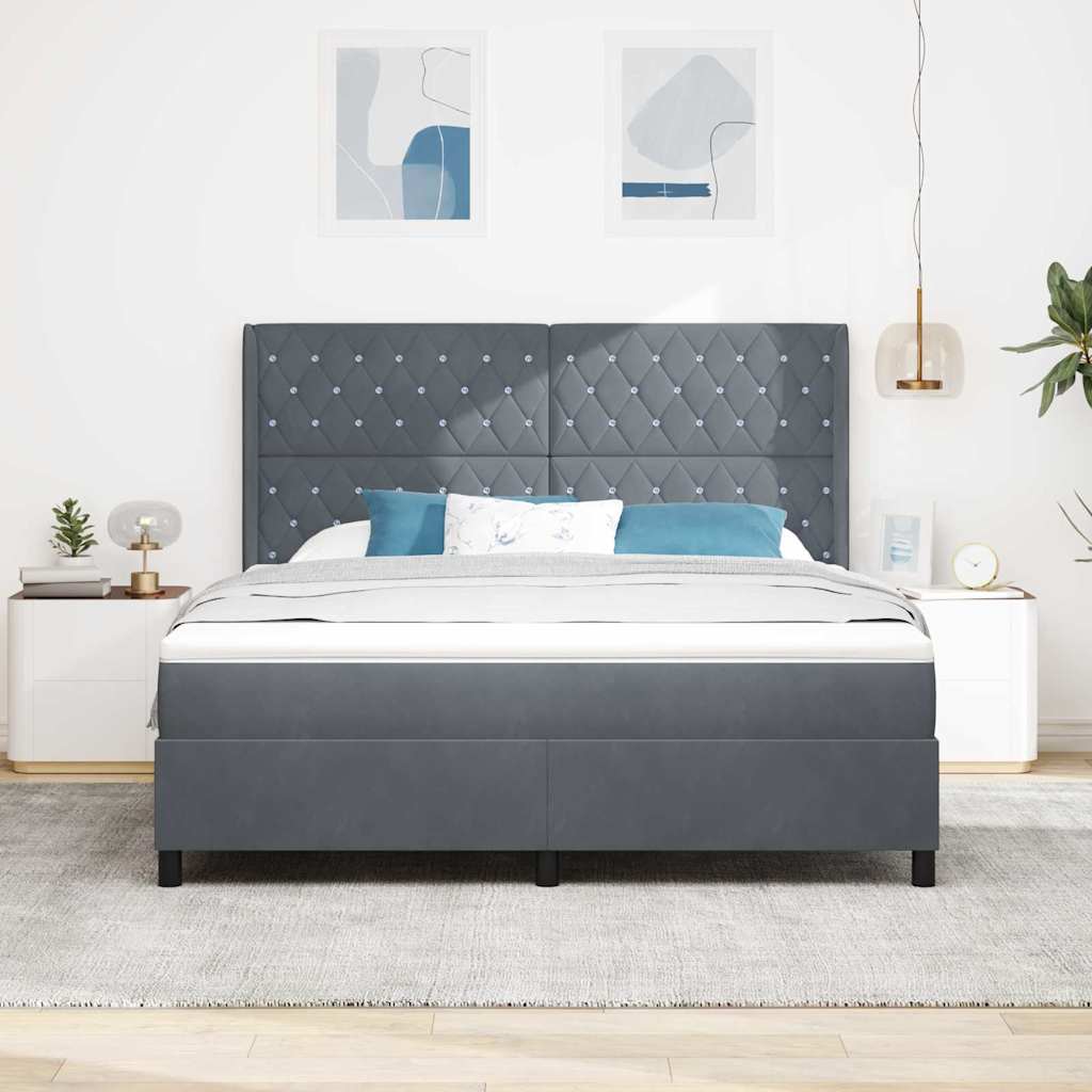 Boxspringbed met matras Donkergrijs 180 x 200 cm Fluweel