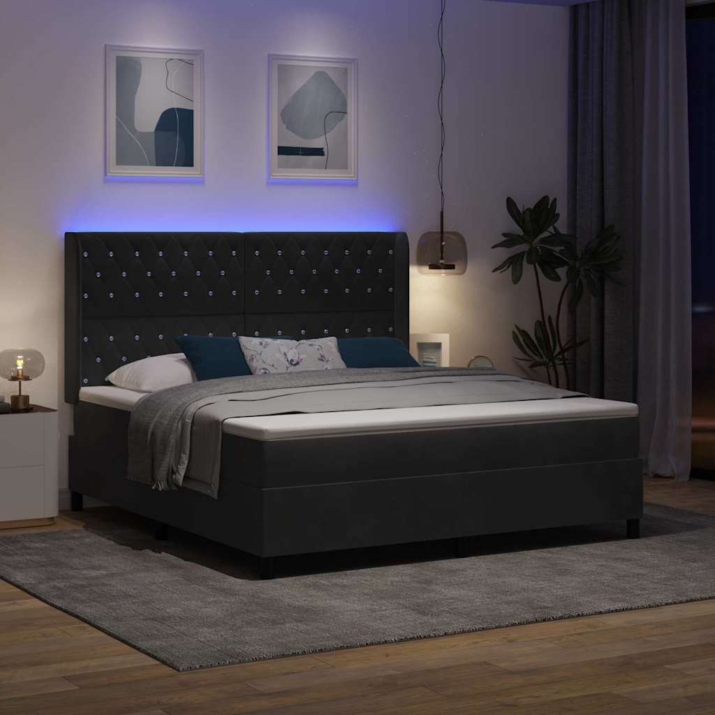 Boxspringbed met matras met LED Zwart 180 x 200 cm Fluweel