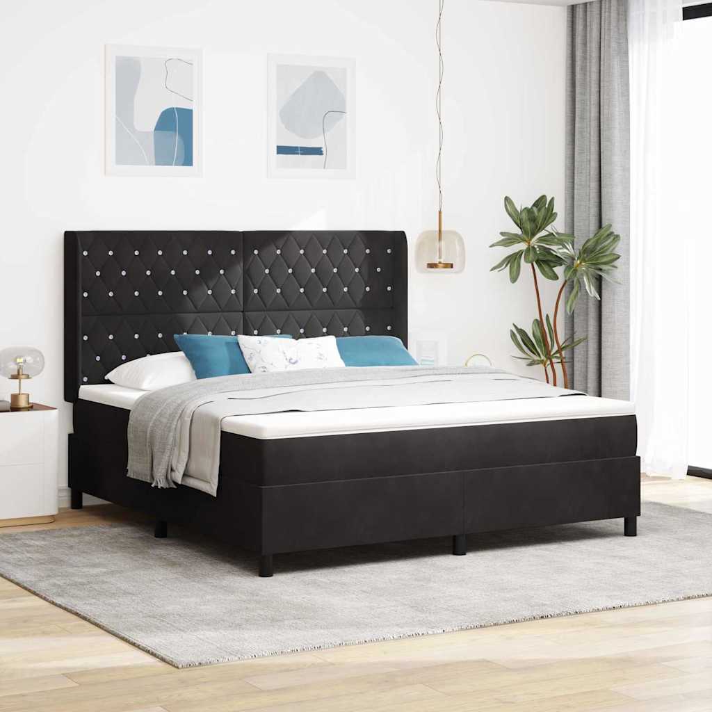 Boxspringbed met matras met LED Zwart 180 x 200 cm Fluweel