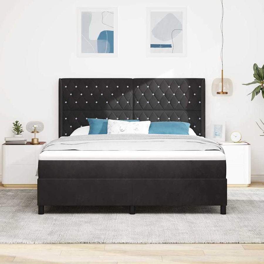 Boxspringbed met matras met LED Zwart 180 x 200 cm Fluweel