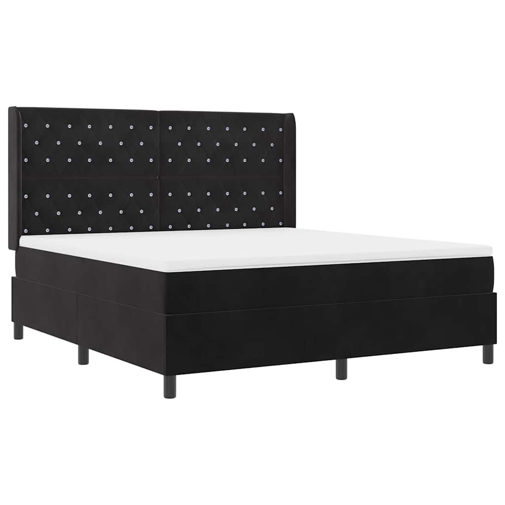 Boxspringbed met matras met LED Zwart 180 x 200 cm Fluweel