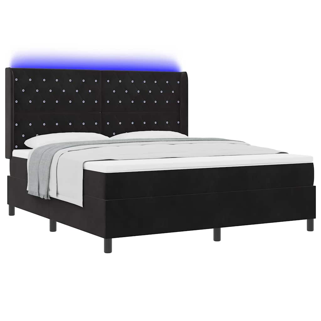 Boxspringbed met matras met LED Zwart 180 x 200 cm Fluweel