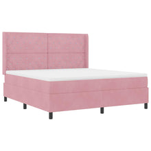LED Boxspring Bed met Matras Geruit Roze 180 x 200 cm Fluweel