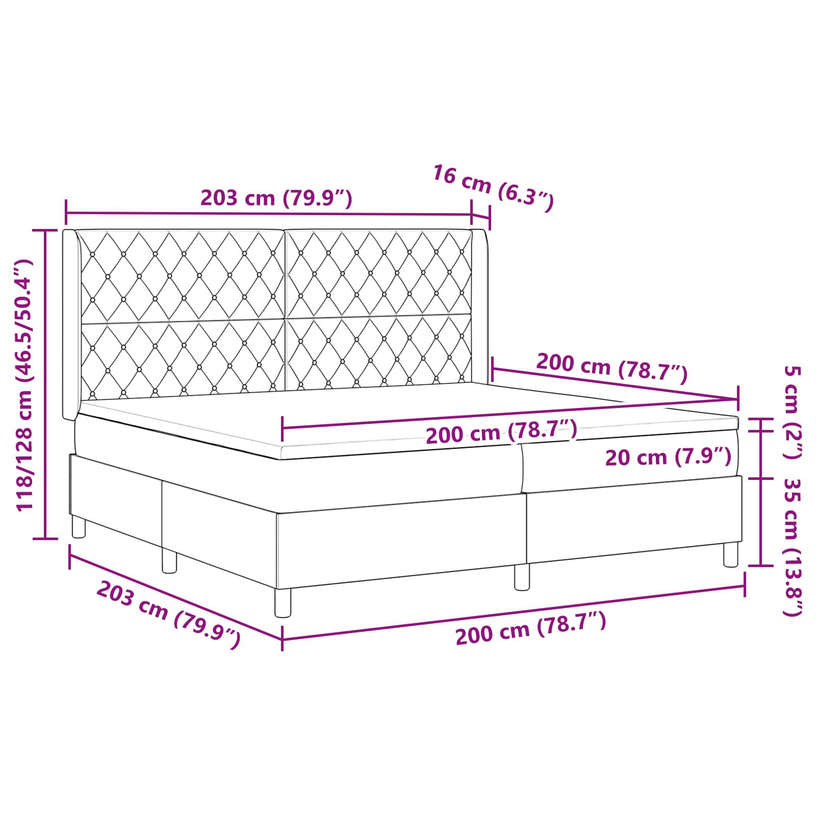 Boxspringbed met matras met LED Zwart 200 x 200 cm Fluweel