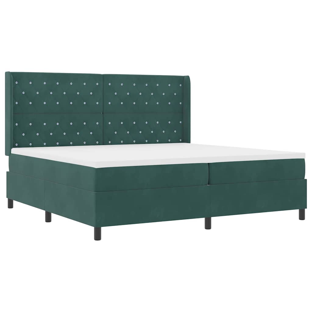 Led Boxspring Bed Met Matras Fluweel Donkergroen 200 x 200 cm