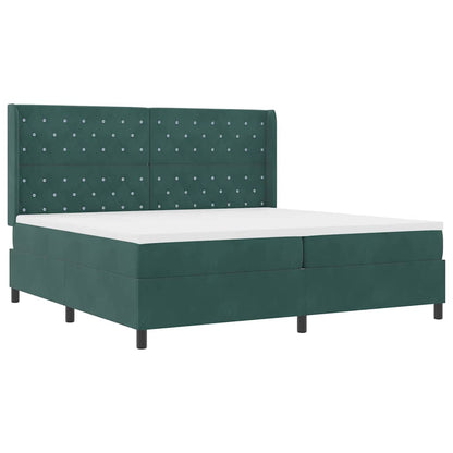 Led Boxspring Bed Met Matras Fluweel Donkergroen 200 x 200 cm
