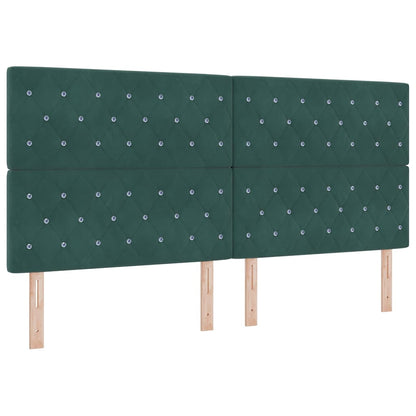 Led Boxspring Bed Met Matras Fluweel Donkergroen 200 x 200 cm