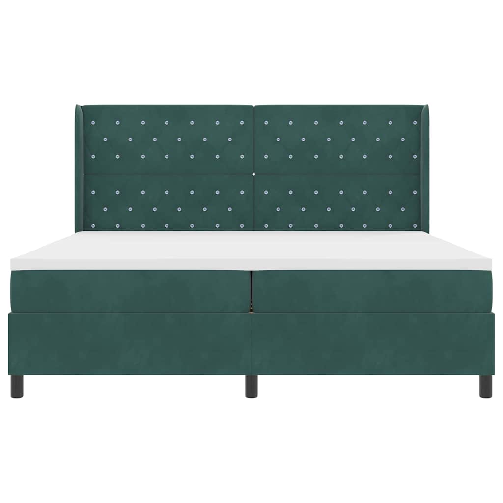 Led Boxspring Bed Met Matras Fluweel Donkergroen 200 x 200 cm