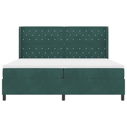 Led Boxspring Bed Met Matras Fluweel Donkergroen 200 x 200 cm