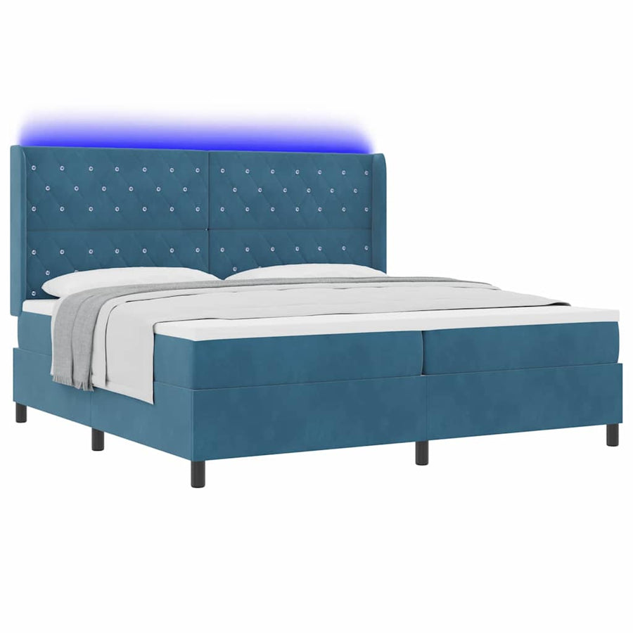 Boxspringbed met matras met LED Blauw 200 x 200 cm Fluweel