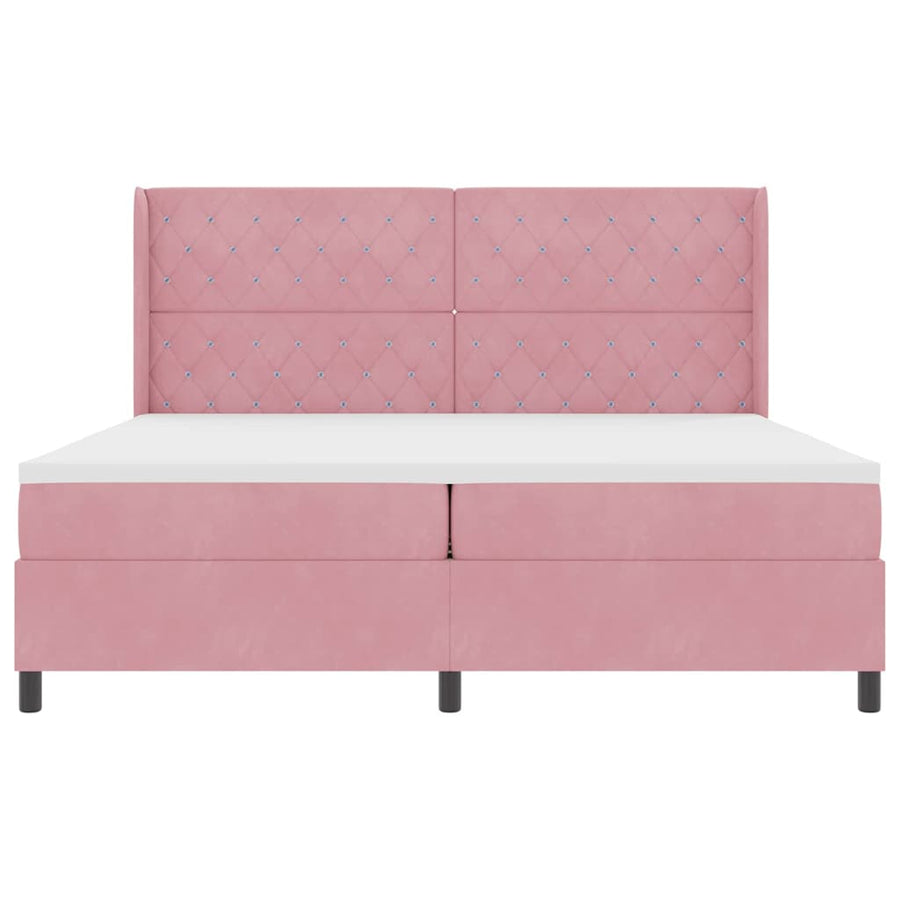 Boxspringbed met matras met LED Roze 200 x 200 cm Fluweel