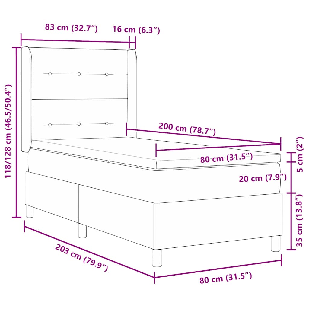 Led Boxspring Bed Met Matras Fluweel Donkergroen 80 x 200 cm