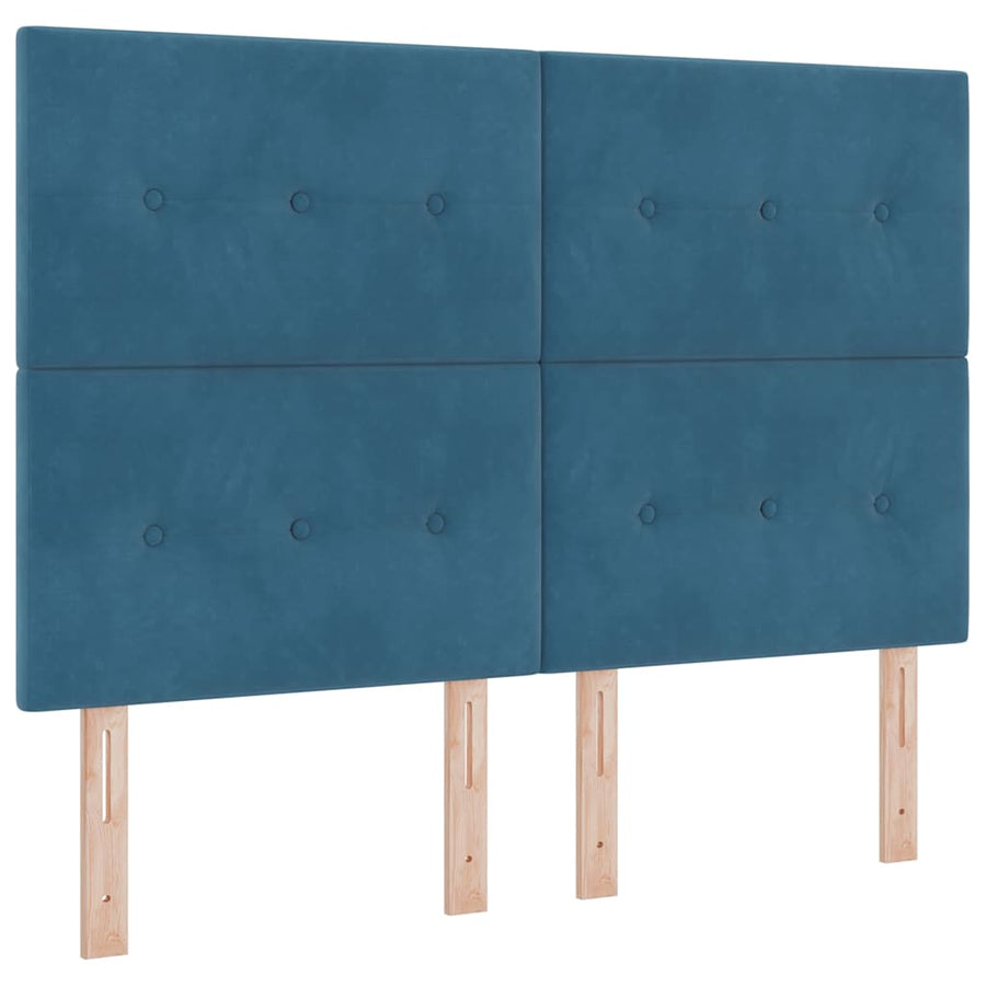 Led Boxspring Bed Met Matras Blauw Fluweel Donkerblauw 140 x 200 cm