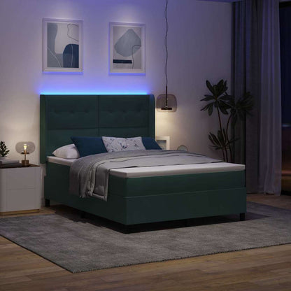 Led Boxspring Bed Met Matras Fluweel Donkergroen 160 x 200 cm