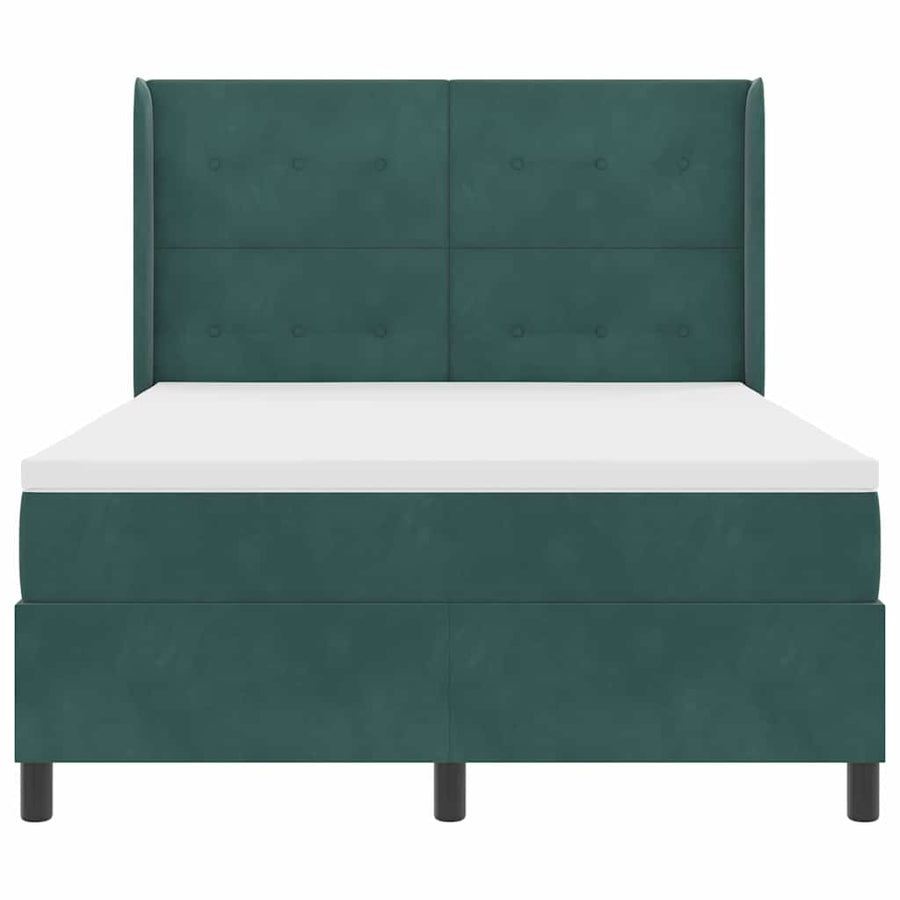 Led Boxspring Bed Met Matras Fluweel Donkergroen 160 x 200 cm
