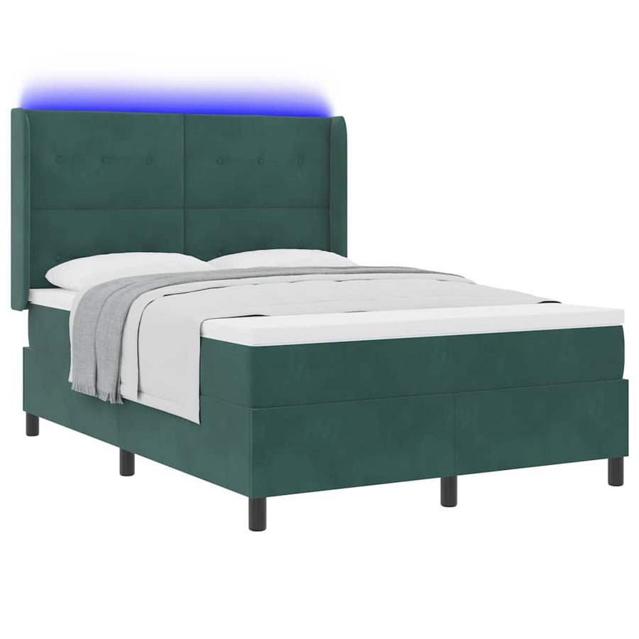 Led Boxspring Bed Met Matras Fluweel Donkergroen 160 x 200 cm