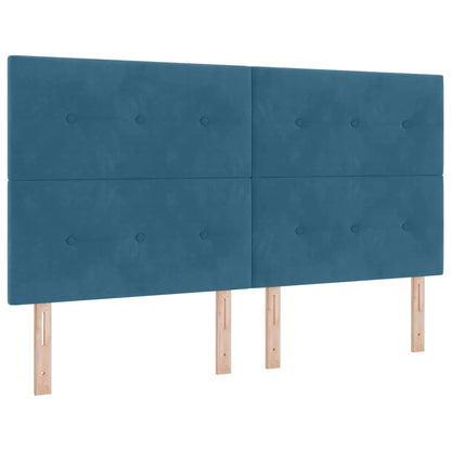 Led Boxspring Bed Met Matras Blauw Fluweel Donkerblauw 180 x 200 cm