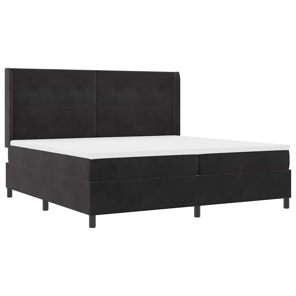 Boxspringbed Met Matras Fluweel Zwart 200 x 200 cm Knopgecontracteerd