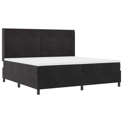 Boxspringbed Met Matras Fluweel Zwart 200 x 200 cm Knopgecontracteerd