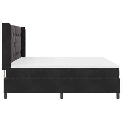Boxspringbed Met Matras Fluweel Zwart 200 x 200 cm Knopgecontracteerd