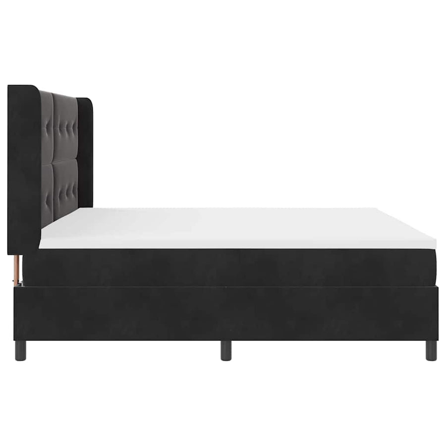 Boxspringbed Met Matras Fluweel Zwart 200 x 200 cm Knopgecontracteerd