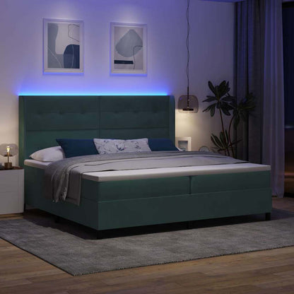 Led Boxspring Bed Met Matras Fluweel Donkergroen 200 x 200 cm
