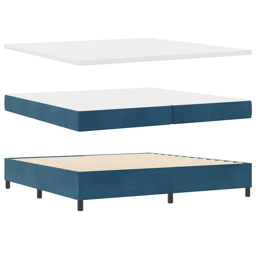 Led Boxspring Bed Met Matras Blauw Fluweel Donkerblauw 200 x 200 cm