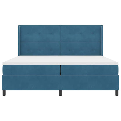 Led Boxspring Bed Met Matras Blauw Fluweel Donkerblauw 200 x 200 cm