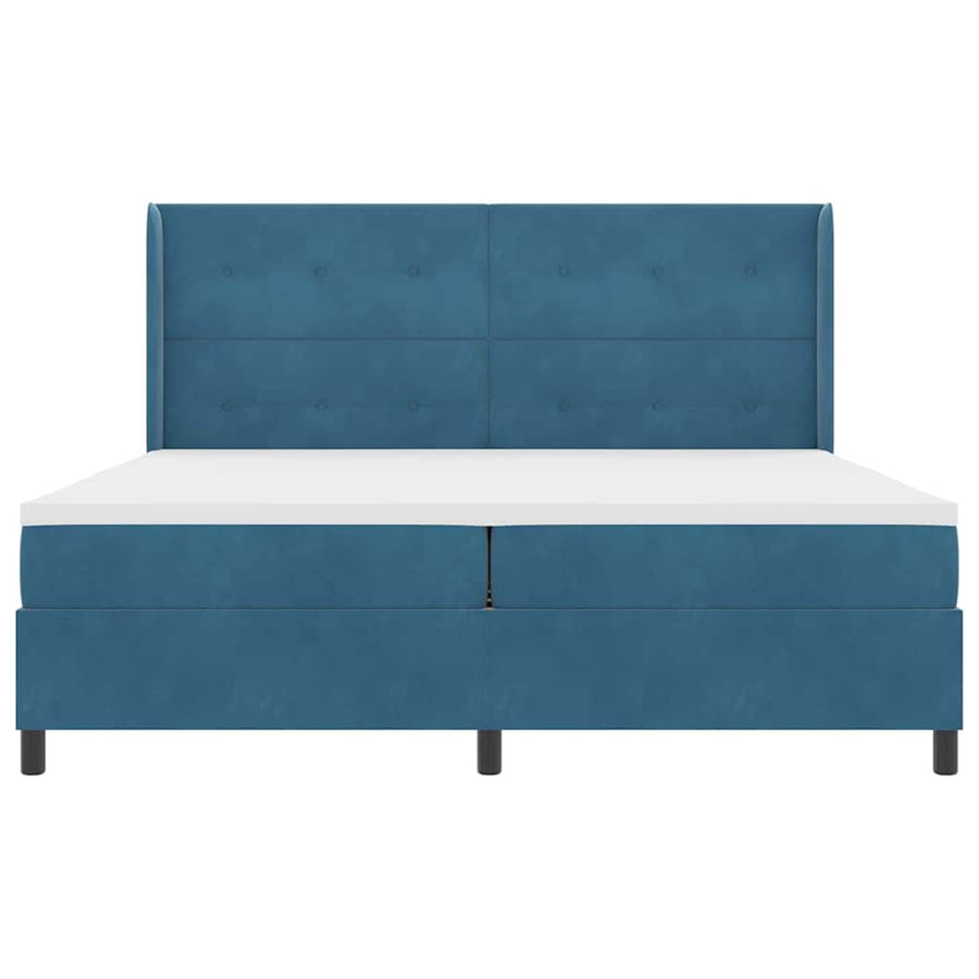 Led Boxspring Bed Met Matras Blauw Fluweel Donkerblauw 200 x 200 cm
