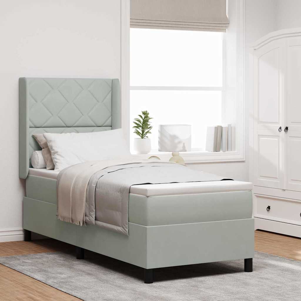 Boxspringbed met hoofdeinde Lichtgrijs 80 x 200 cm Fluweel