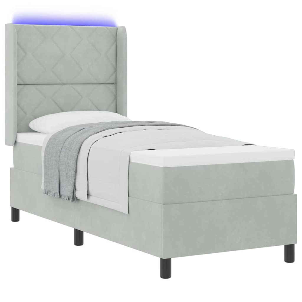 Boxspringbed met hoofdeinde Lichtgrijs 80 x 200 cm Fluweel
