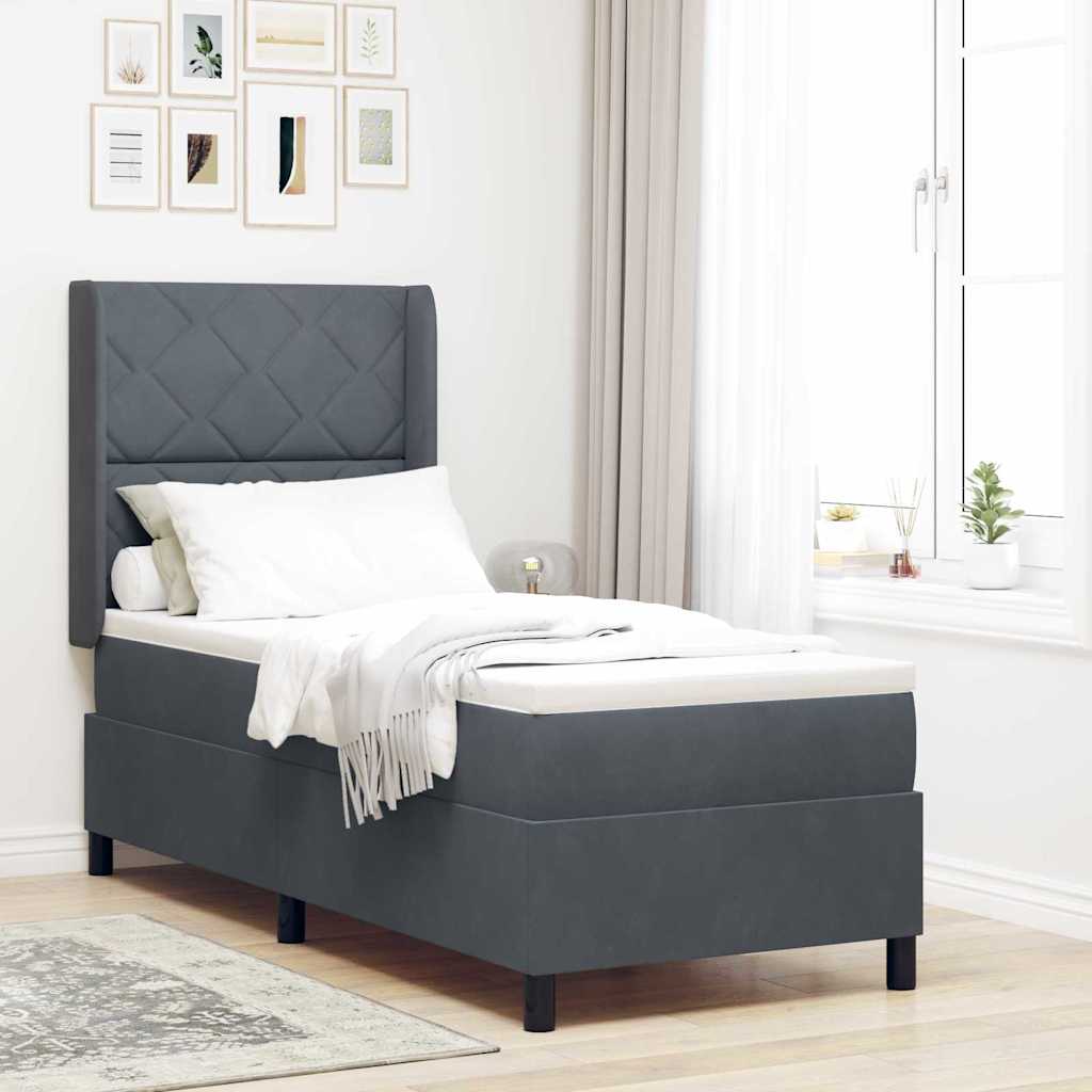Boxspringbed met hoofdeinde Donkergrijs 80 x 200 cm Fluweel