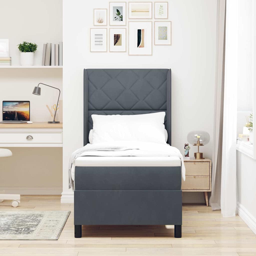 Boxspringbed met hoofdeinde Donkergrijs 80 x 200 cm Fluweel