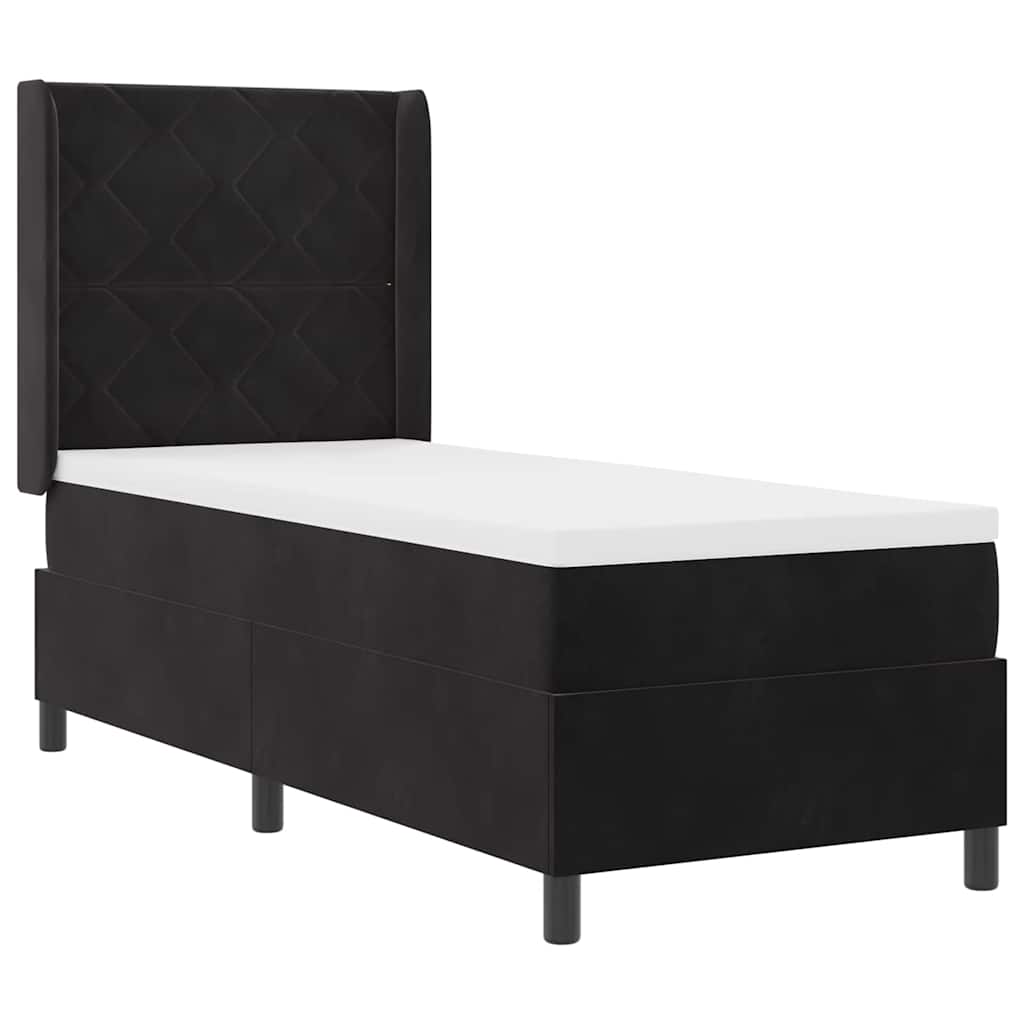 Boxspringbed met LED-stripverlichting Zwart 80 x 200 cm Fluweel