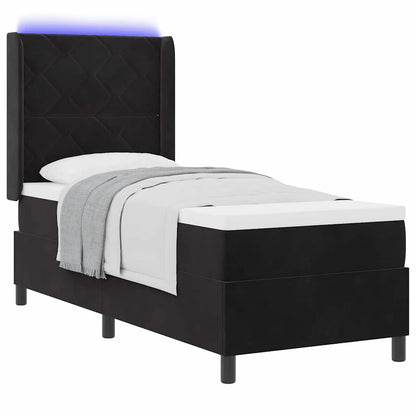 Boxspringbed met LED-stripverlichting Zwart 80 x 200 cm Fluweel