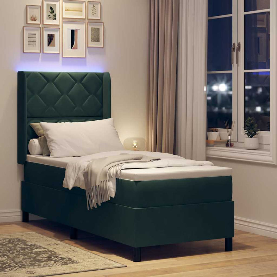 Boxspringbed met hoofdeinde Donkergroen 80 x 200 cm Fluweel