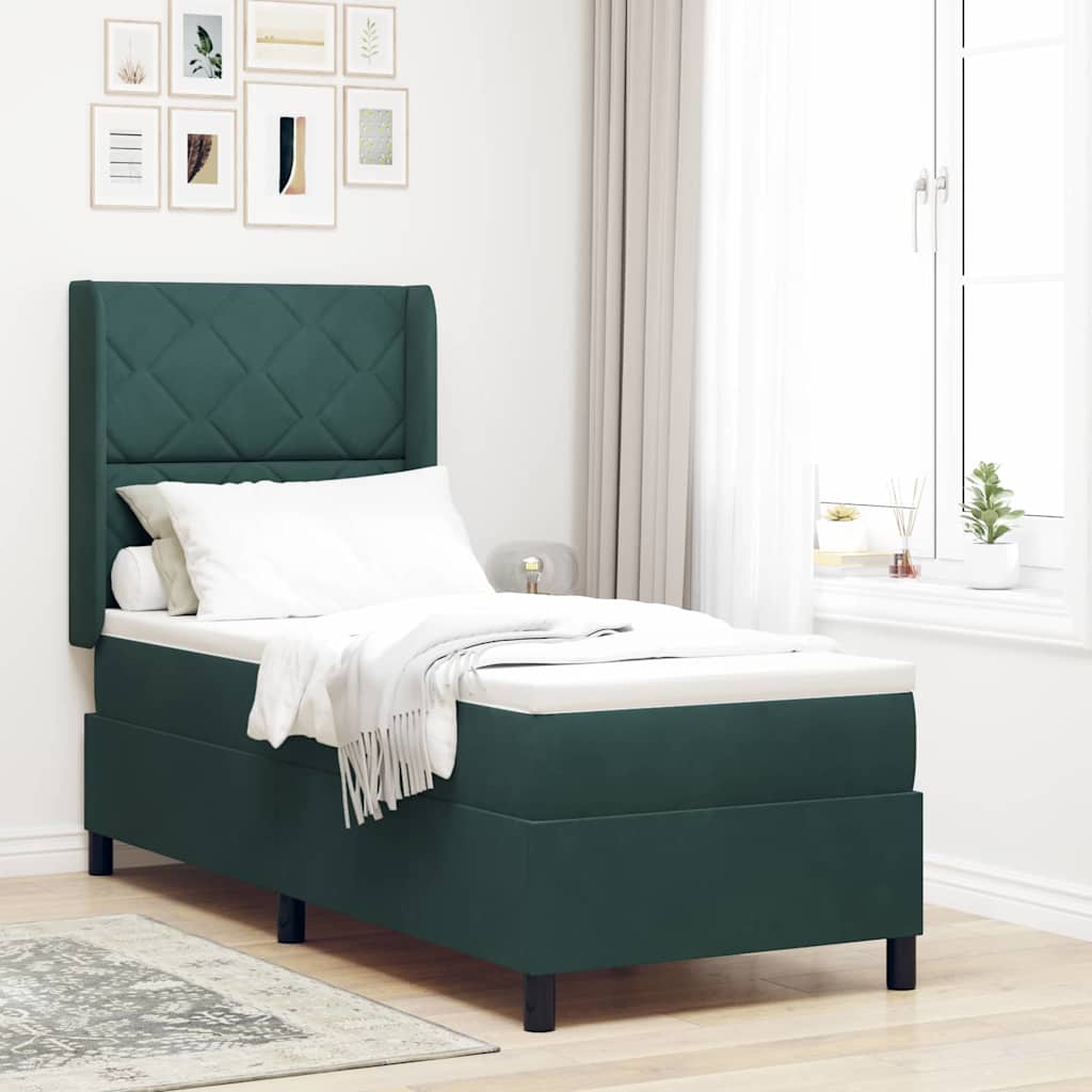 Boxspringbed met hoofdeinde Donkergroen 80 x 200 cm Fluweel
