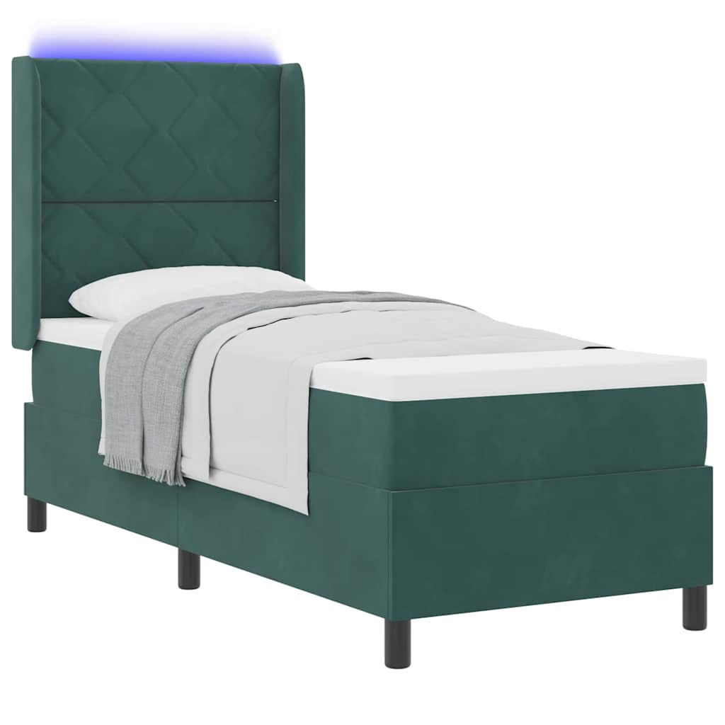 Boxspringbed met hoofdeinde Donkergroen 80 x 200 cm Fluweel