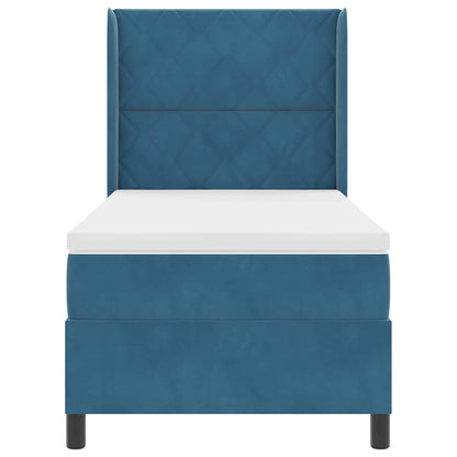 Boxspringbed Met Matras Met Led Blauw 90 X 190 Cm Fluweel Zwart