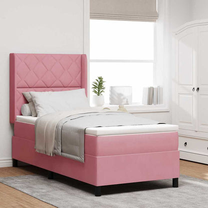 Boxspringbed met matras met LED Roze 90 x 190 cm Fluweel