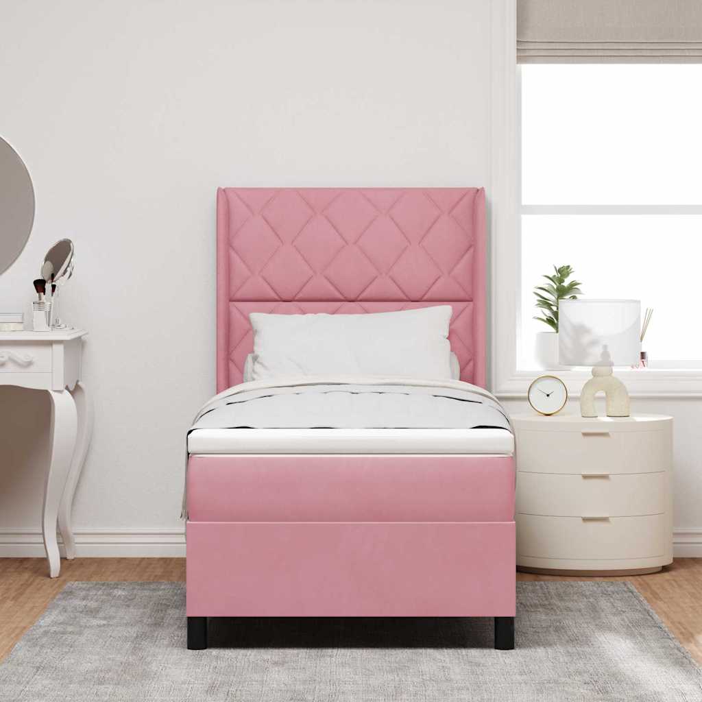 Boxspringbed met matras met LED Roze 90 x 190 cm Fluweel