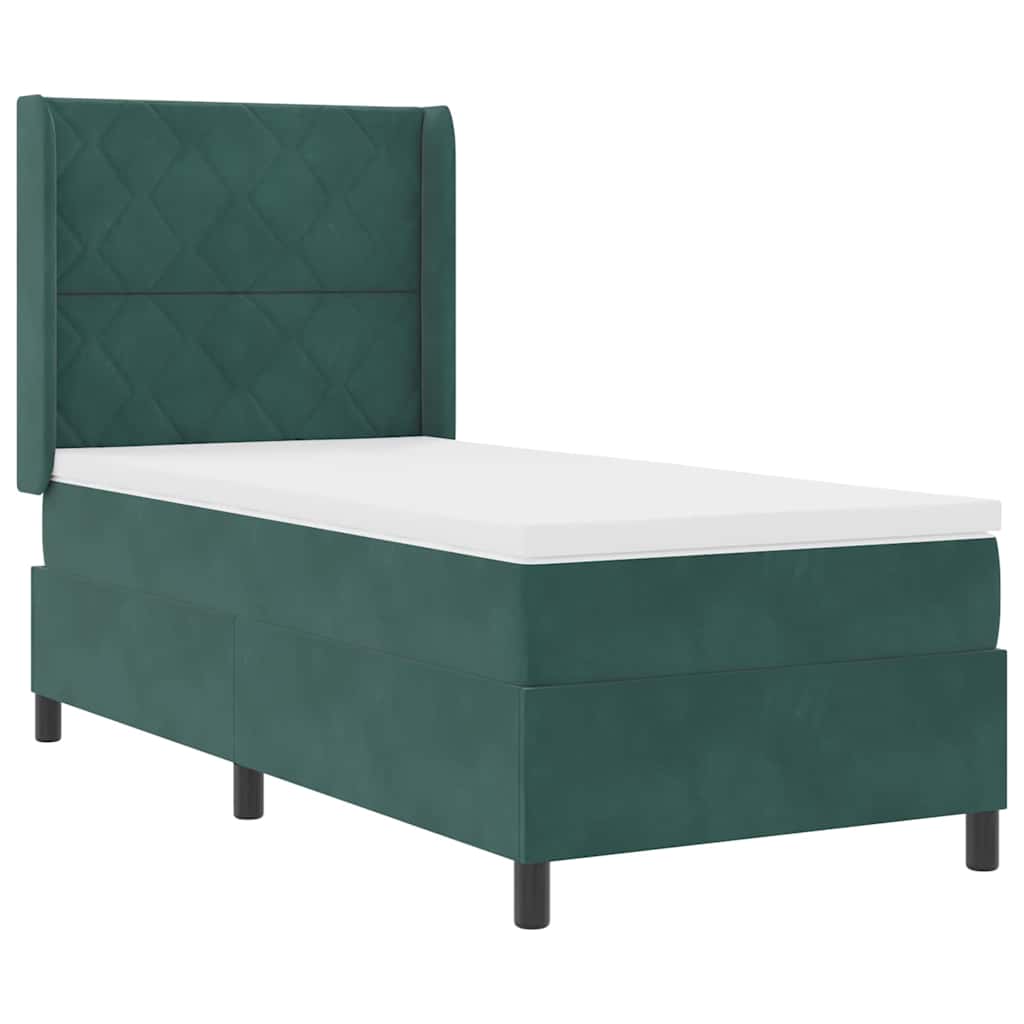Led Boxspring Bed Met Matras Fluweel Donkergroen 90 x 200 cm