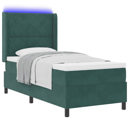 Led Boxspring Bed Met Matras Fluweel Donkergroen 90 x 200 cm