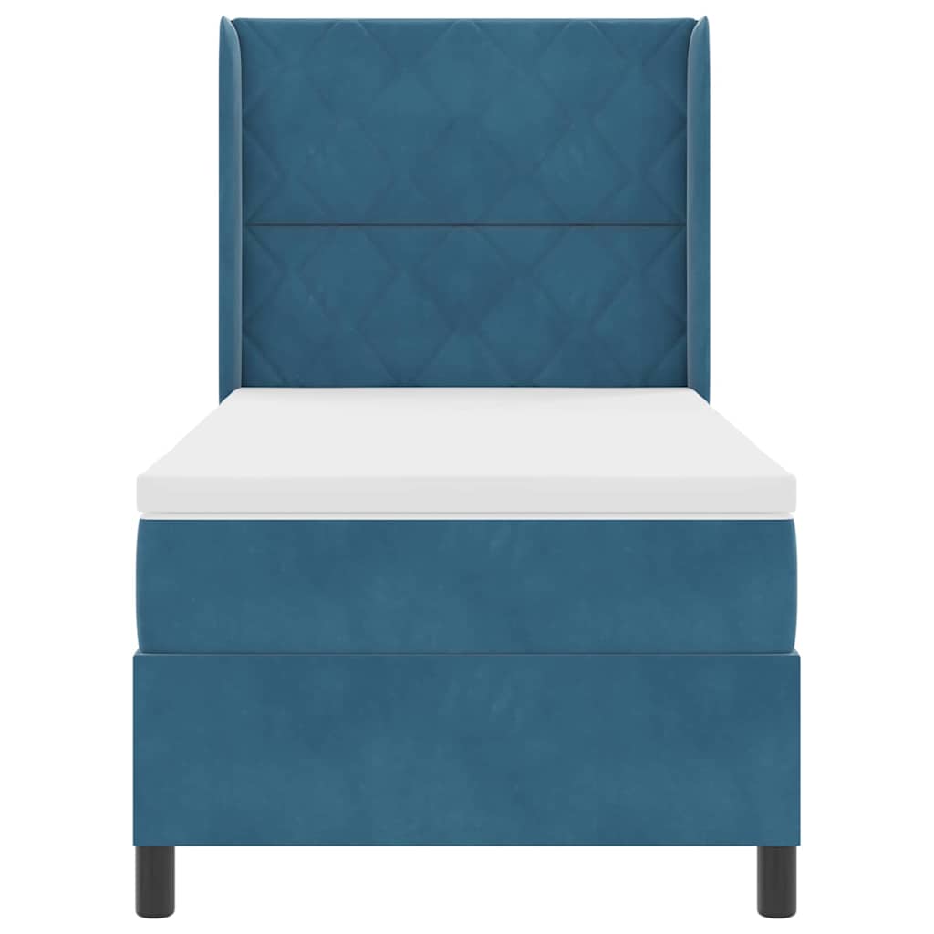 Boxspringbed Met Matras Met Led Blauw 90 X 200 Cm Fluweel Zwart