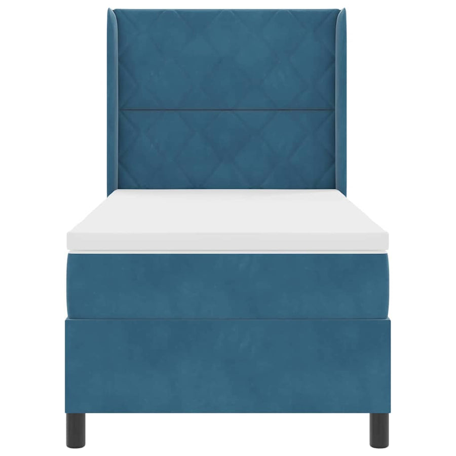 Boxspringbed Met Matras Met Led Blauw 90 X 200 Cm Fluweel Zwart