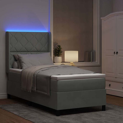 Boxspringbed met hoofdeinde Lichtgrijs 100 x 200 cm Fluweel