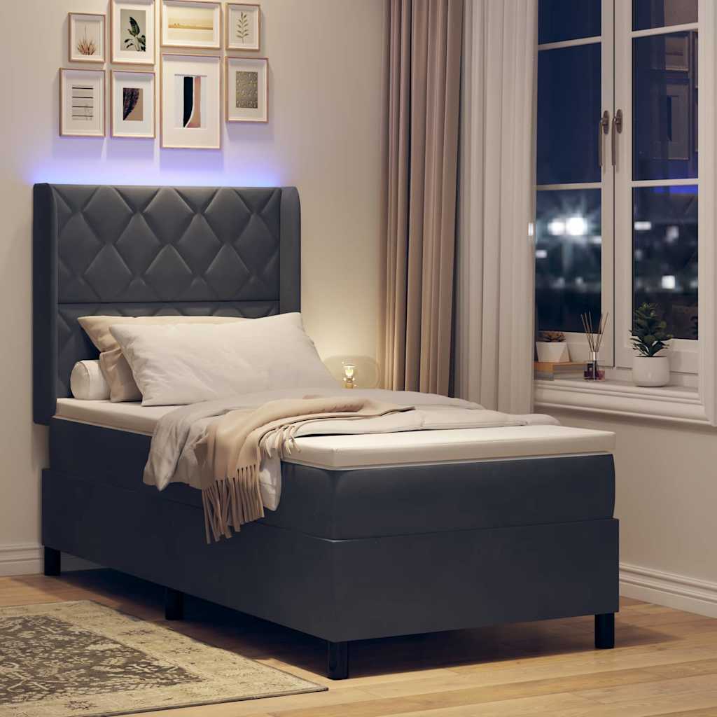Boxspringbed met matras Donkergrijs 100 x 200 cm Fluweel