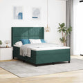 Led Boxspring Bed Met Matras Donkergroen 140 X 200 Cm Fluweel Zwart