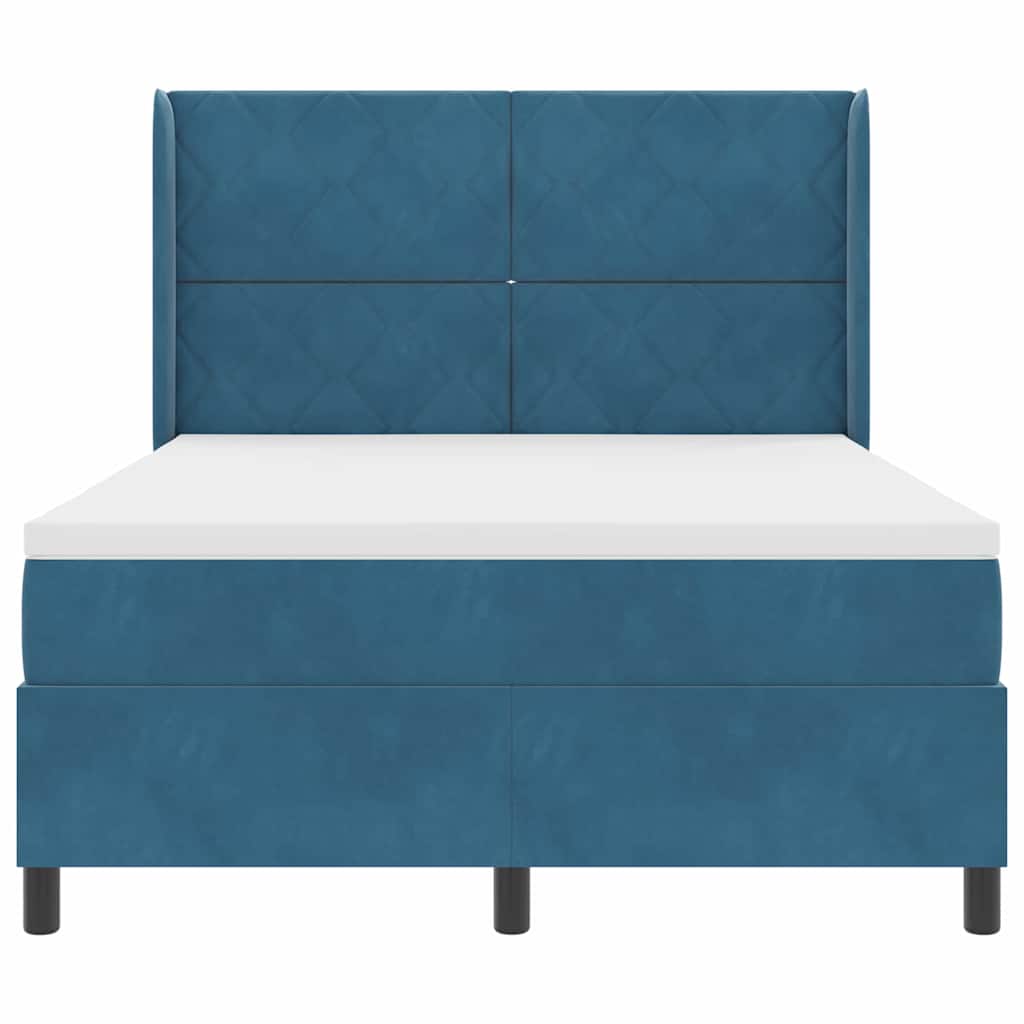 Boxspringbed met hoofdeinde Blauw 140 x 200 cm Fluweel