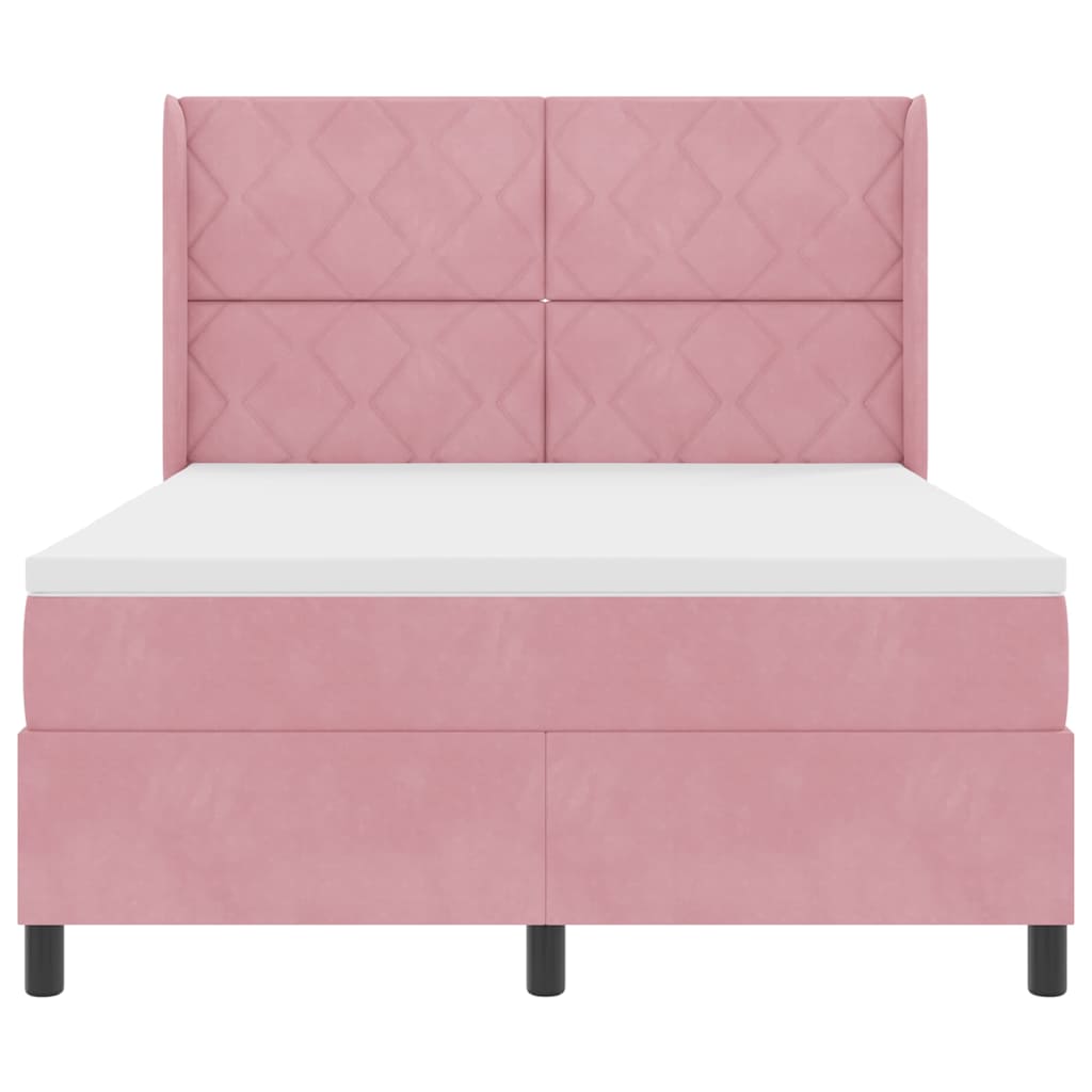 Boxspringbed met LED-stripverlichting Roze 140 x 200 cm Fluweel